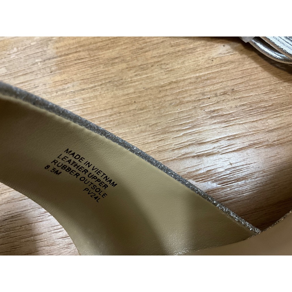 Michael Kors Silver Glitter Lace Up Kitten Heel Sandals Square Toe 8.5M - Picture 5 of 5